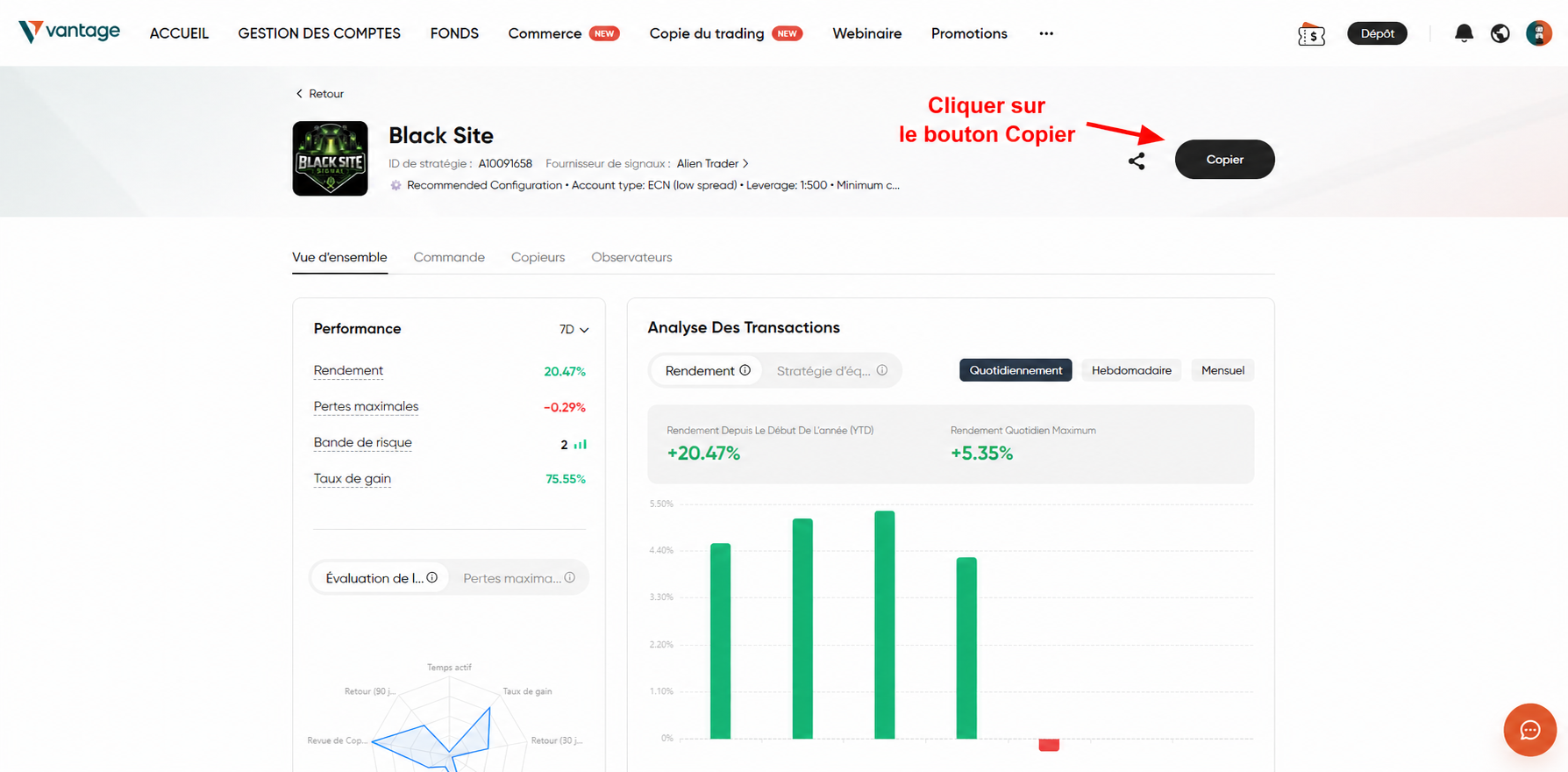 Étape 10 - Cliquer sur le bouton Copier
