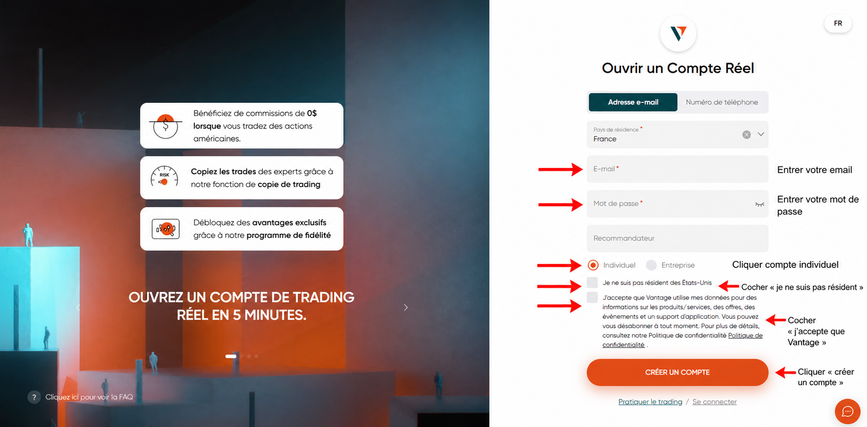 Étape 2 - Renseigner email et mot de passe