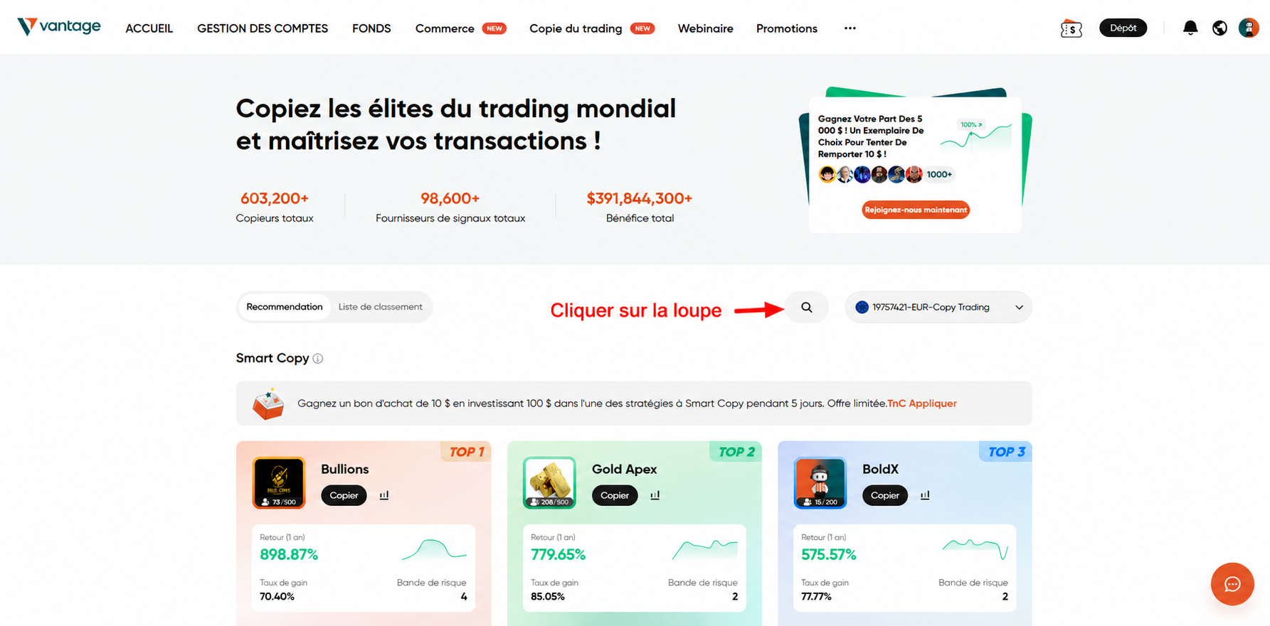 Étape 6 - Cliquer sur la loupe