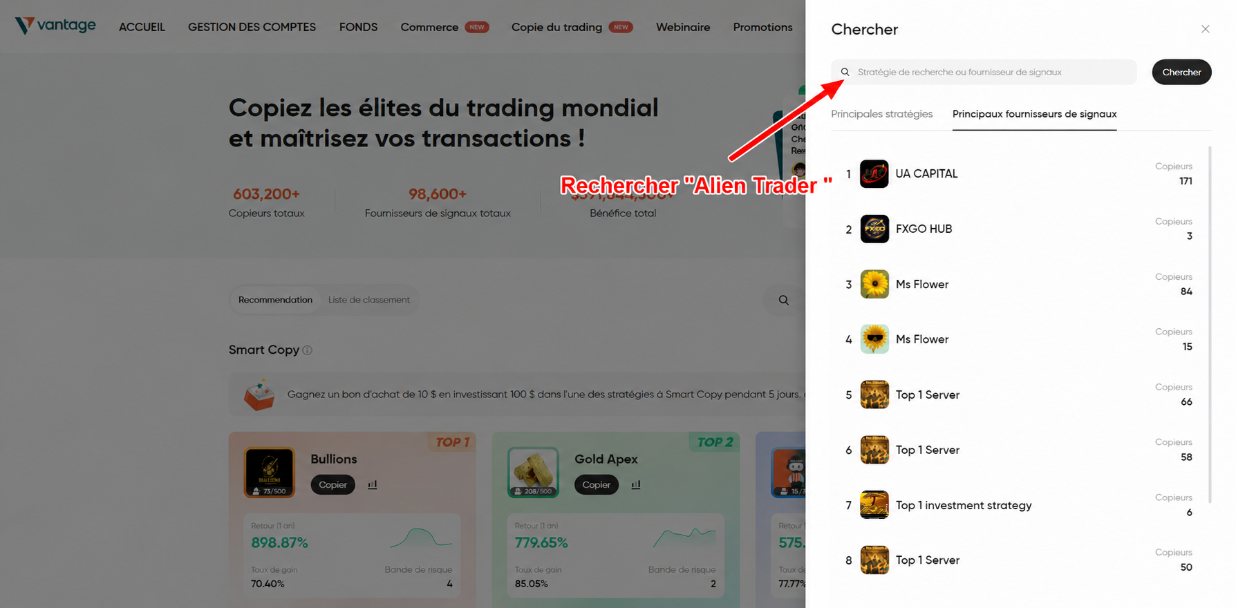 Étape 8 - Rechercher Alien Trader